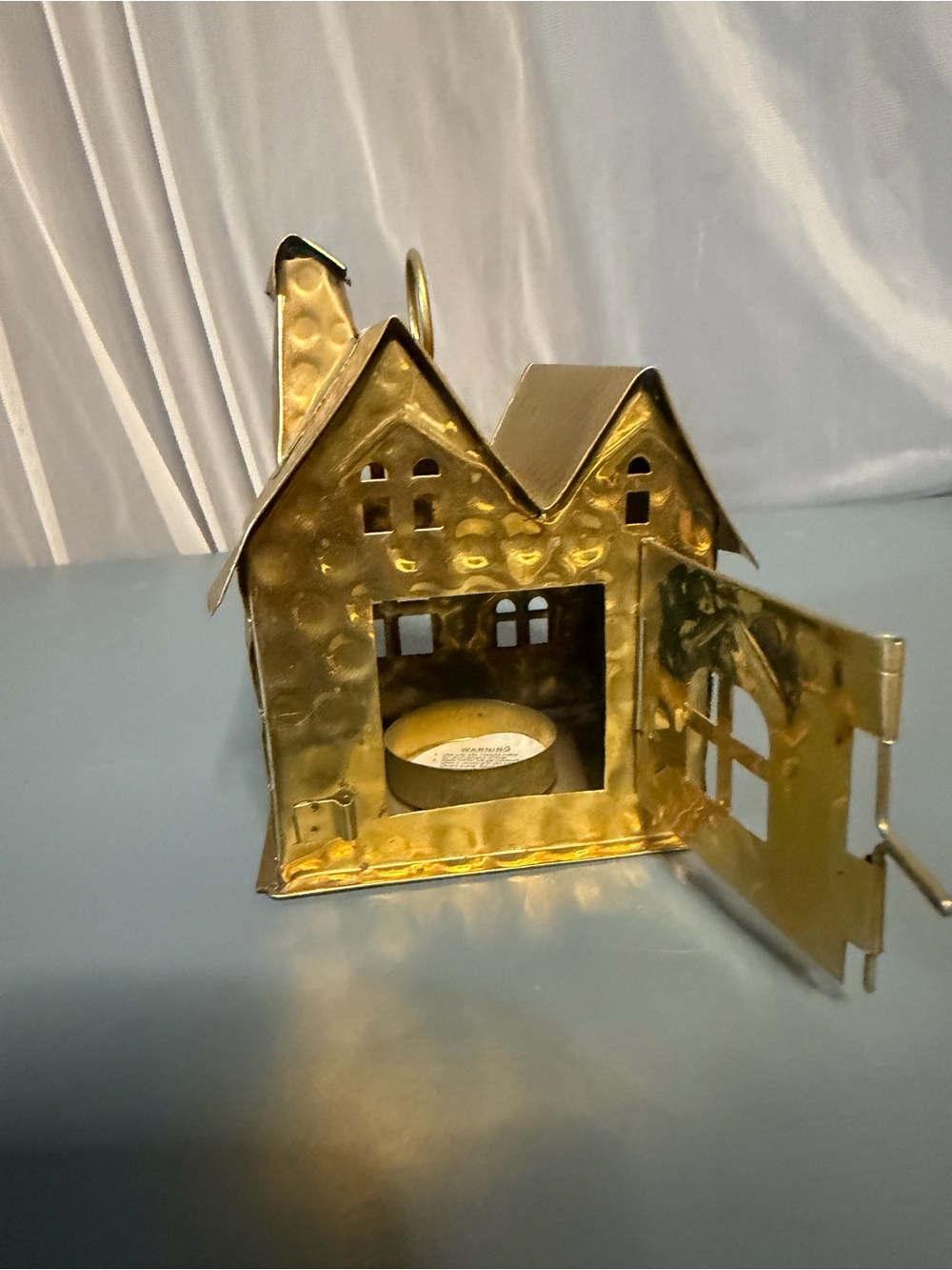 Vintage Brass Cottage House Lantern Tea Light Candle Holder Decorative Metal